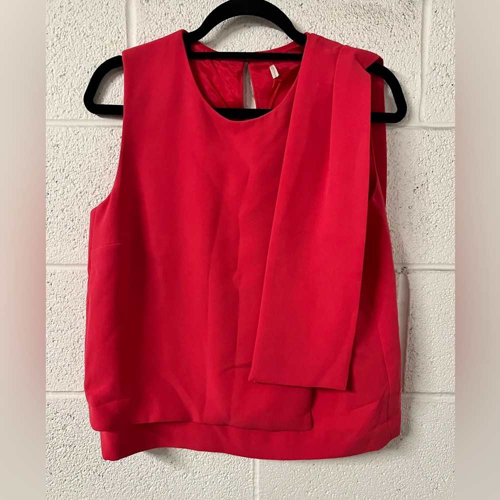 Vintage Fuschia-Red Layered Sleeveless Blouse